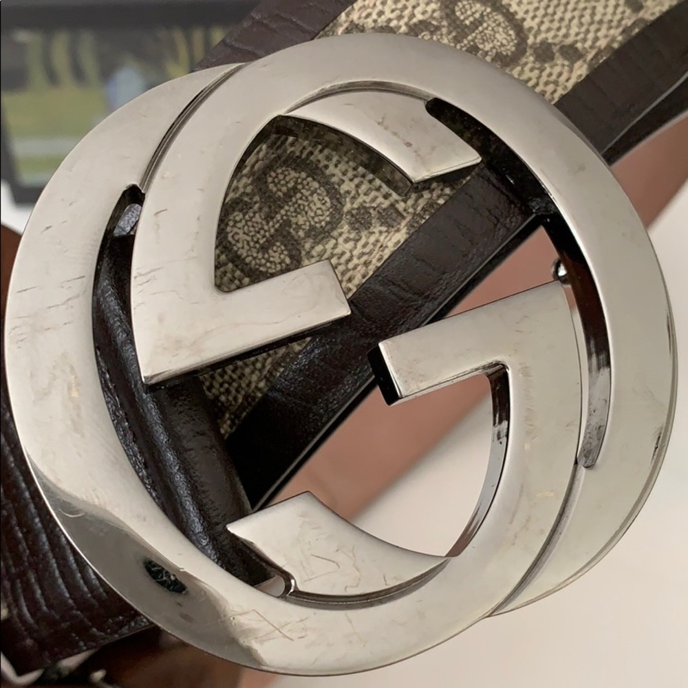Gucci GG Supreme belt with G buckle 85 cm size M - Picture 3 of 8